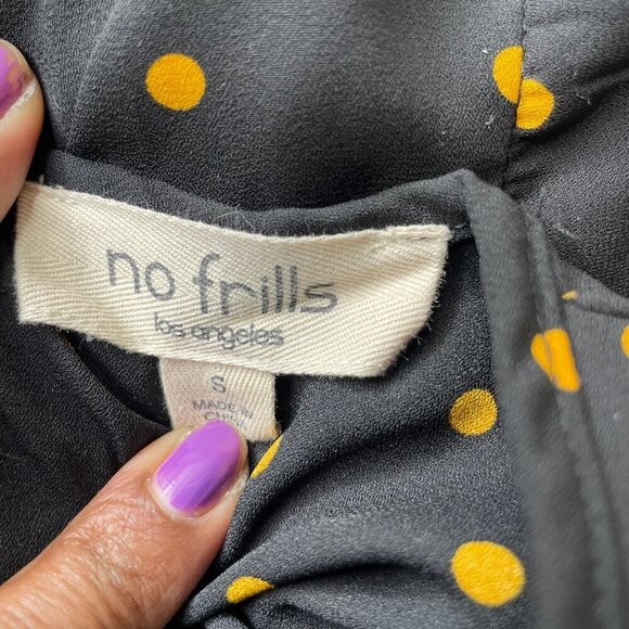No Frills Los Angeles Polka Dot Buttterfly Sleeve Blouse Retro Office S - Picture 5 of 6